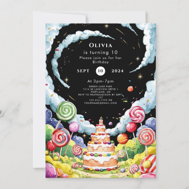 Cute Magical Candyland Birthday Invitation (Front)