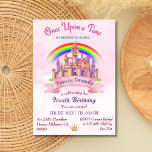 Cute magical castle rainbow princess 4th birthday invitation<br><div class="desc">Celebrate your little one's fourth birthday in style with our Cute Magical Castle Rainbow Princess 4th Birthday Invitation. This enchanting invitation is a perfect way to set the tone for a magical celebration fit for a princess. The centerpiece of this invitation is a stunning castle illustration, complete with turrets, towers,...</div>