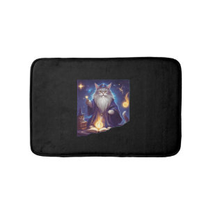 Cute Magical Cat Wizard Purrfect Wizard Feline Hal Bath Mat