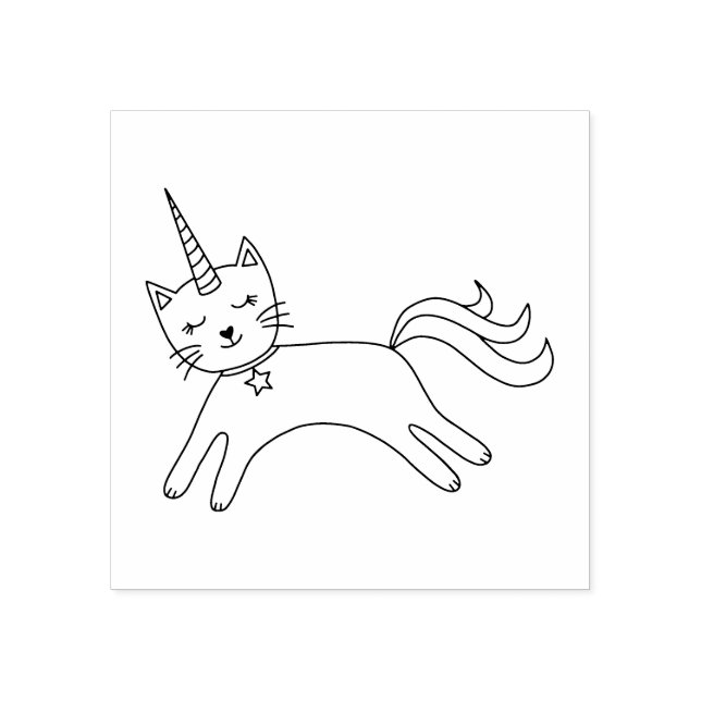 Cute Magical Caticorn Cat Unicorn Rubber Stamp (Imprint)