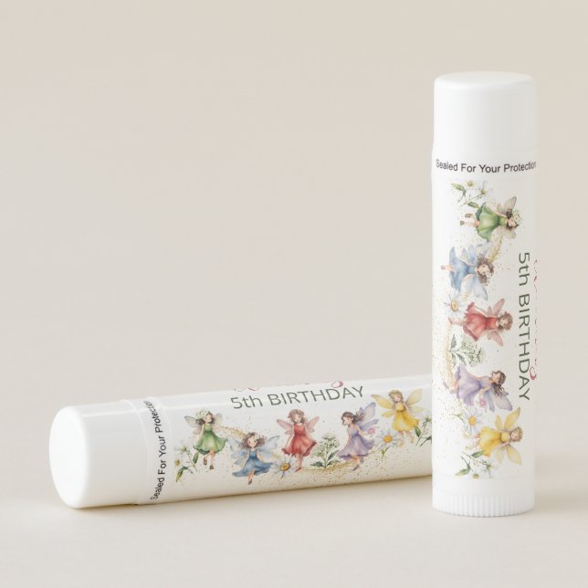 Cute Magical Dancing Floral Fairies Gold Glitter Lip Balm (Front)