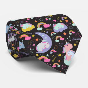 Cute magical dreams unicorn pattern neck tie