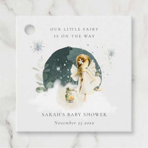 Cute Magical Enchanted Fairy On Way Baby Shower Favor Tags