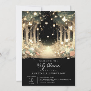 Cute Magical Enchanted Forest Baby Shower Invitation