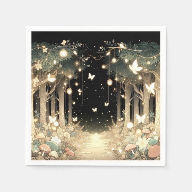 Cute Magical Enchanted Forest Baby Shower Napkins (Front)