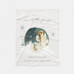 Cute Magical Enchanted Little Garden Fairy Snow Fleece Blanket