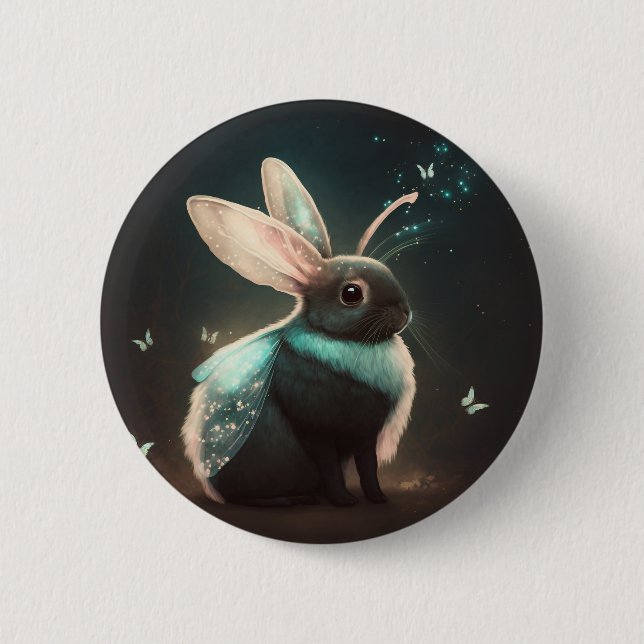 Cute Magical Fairy Bunny Rabbit Button (Front)