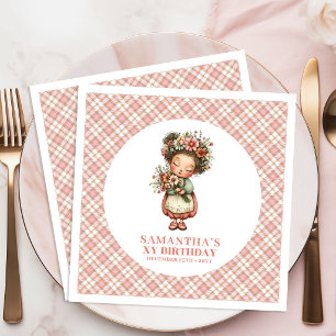 Cute Magical Fairy Flowers 5th Birthday Party  Paper Dinner Napkins