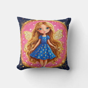 Cute Magical Fairy Glitter Wings Fantasy Room Deco Throw Pillow