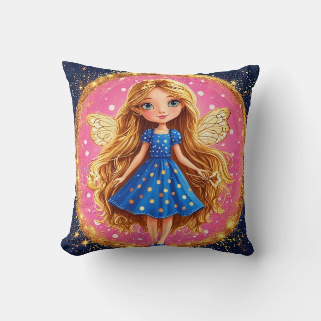 Cute Magical Fairy Glitter Wings Fantasy Room Deco Throw Pillow (Front)