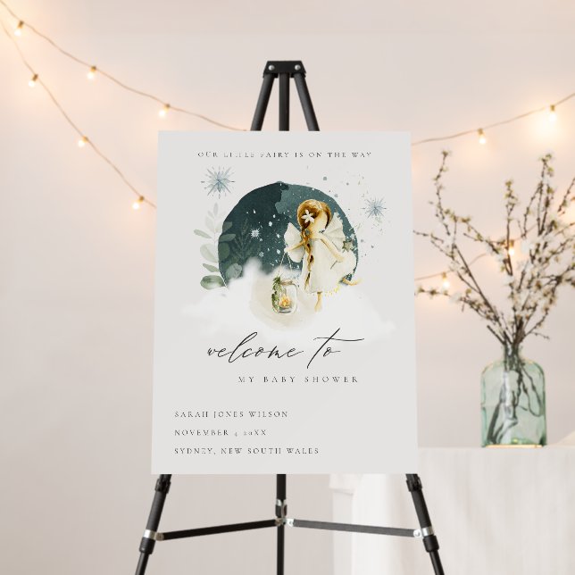 Cute Magical Fairy On Way Baby Shower Welcome Foam Board (In Situ (Stand))