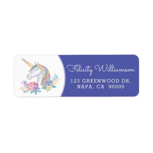 Cute Magical Floral Watercolor Unicorn Baby Shower Label