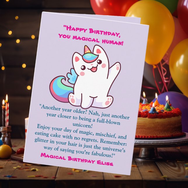 Cute Magical Funny Unicorn Kids Birthday Greeting Card (Creator Uploaded)