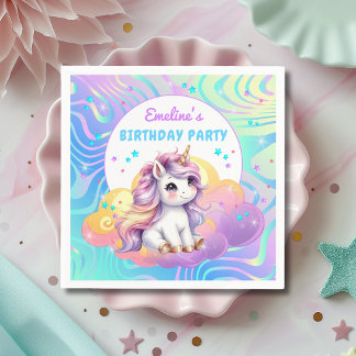 Cute Magical Glitter Unicorn Birthday Party Napkins