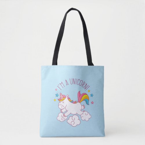 Cute Magical I AM AN UNICORN BLUE Tote Bag