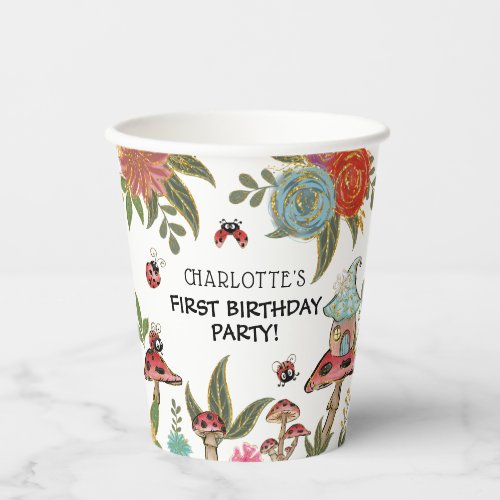 Cute Magical Ladybug Girls Birthday Party Paper Cups