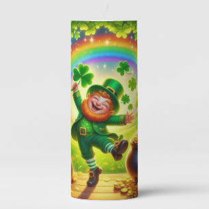 Cute, magical Leprechaun Saint Patrick's Day Pillar Candle