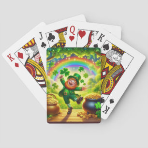 Cute, magical Leprechaun Saint Patrick's Day Poker Cards
