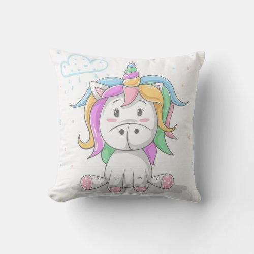 Cute Magical Little Unicorn Throw Pillow