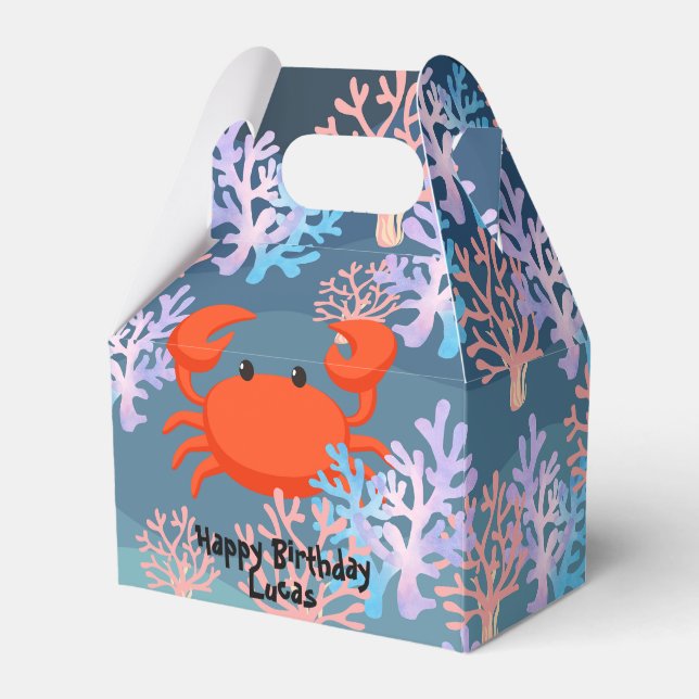 Cute Magical Mermaid fish coral sea Birthday girls Favor Boxes (Front Side)