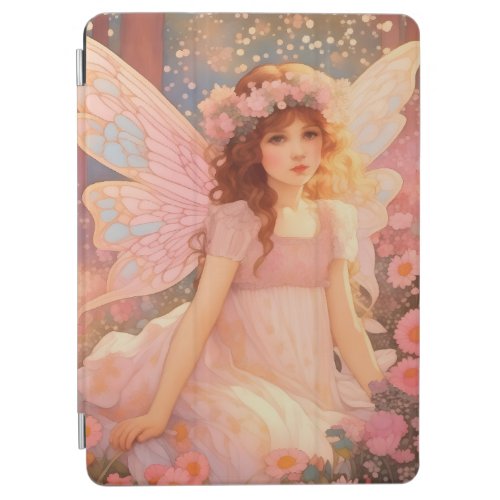 Cute Magical Pink Fantasy Fairy in Flowers iPad Air Cover