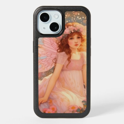 Cute Magical Pink Fantasy Fairy in Flowers iPhone 15 Case