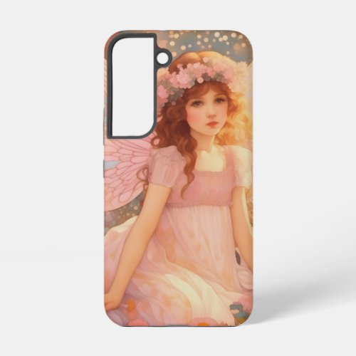 Cute Magical Pink Fantasy Fairy in Flowers Samsung Galaxy S22 Case