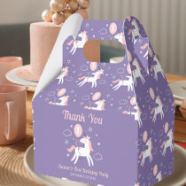 Cute Magical Purple and Pink Unicorn Thank You Favor Boxes