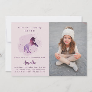 cute magical purple unicorn announcement