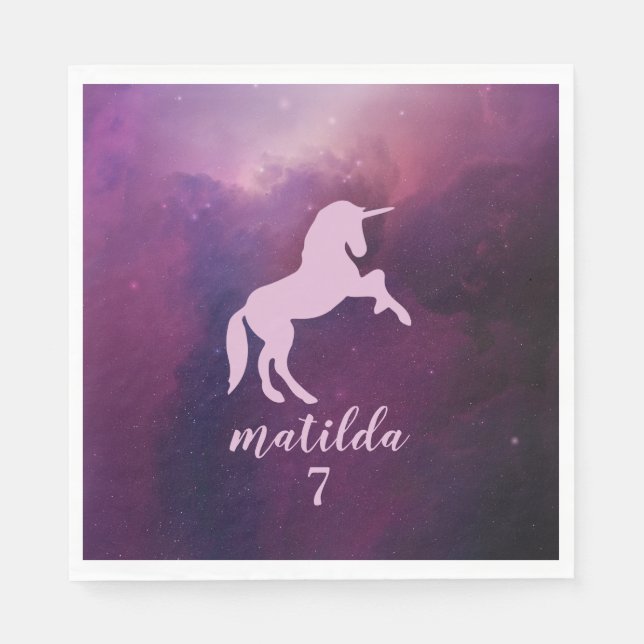 cute magical purple unicorn napkins (Front)