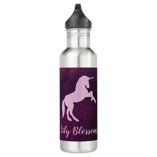 cute magical purple unicorn stainless steel water bottle