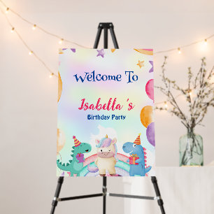 Cute Magical Rainbow Dino Unicorn Birthday Party  Foam Board