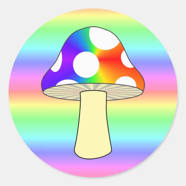 Cute Magical Rainbow Mushroom Classic Round Sticker (Front)