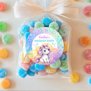 Cute Magical Rainbow Unicorn Birthday Party Classic Round Sticker