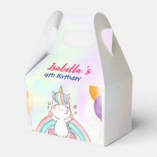 Cute Magical Rainbow Unicorn Happy Birthday Party Favor Boxes