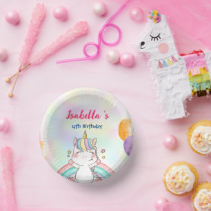 Cute Magical Rainbow Unicorn Happy Birthday Party Paper Bowls