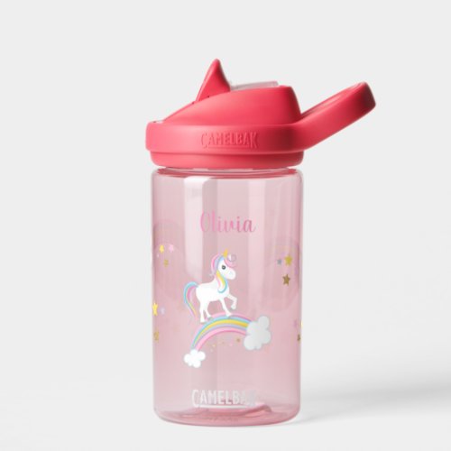 Cute Magical Rainbow Unicorn Personalized Kids Water Bottle