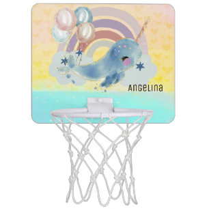Cute Magical Sea Unicorn Custom Name Mini Basketball Hoop
