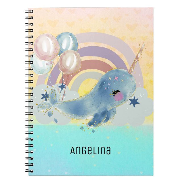 Cute Magical Sea Unicorn Custom Name         Notebook (Front)