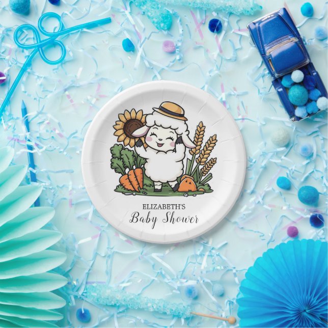 Cute Magical Sheep Baby Shower Paper Plates (Party)