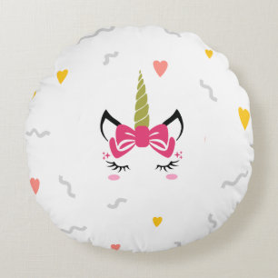 Cute Magical Sleeping Unicorn Round Pillow