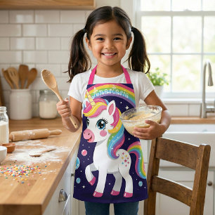 Cute Magical Sparkly Galaxy Unicorn Rainbow Apron