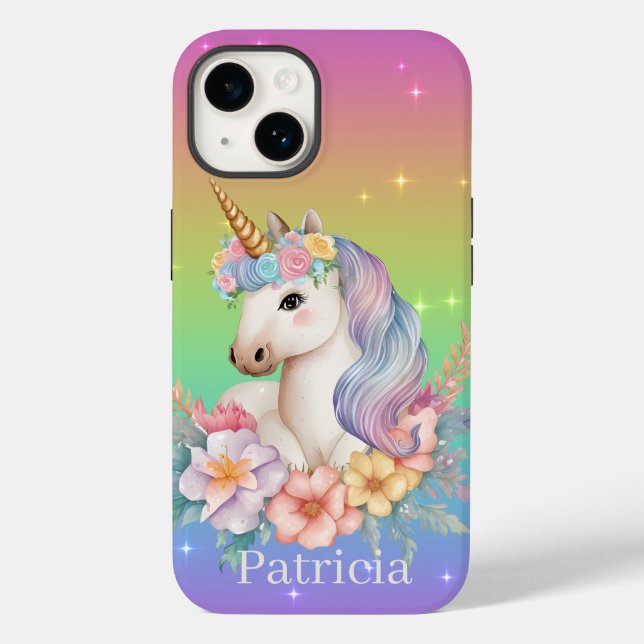 cute Magical unicorn add name  Case-Mate iPhone Case (Back)