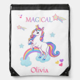 Magic Rainbow Unicorns Drawstring Travel Bag