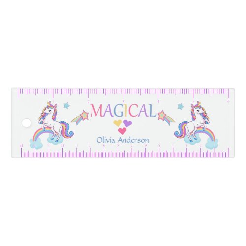 Cute Magical Unicorn And Rainbow Small  Ruler