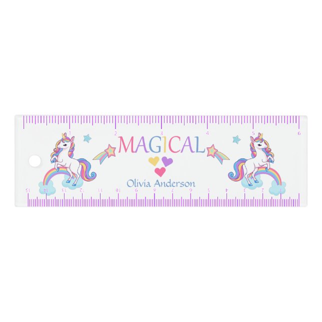 Cute Magical Unicorn And Rainbow Small  Ruler (Front)