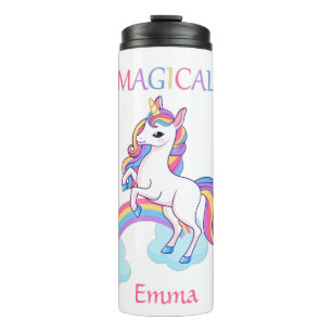 Cute Magical Unicorn And Rainbow White Thermal Tumbler