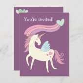Cute Magical Unicorn Birthday Party Invitation (Front/Back)