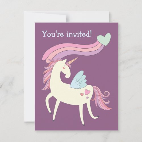 Cute Magical Unicorn Birthday Party Invitation