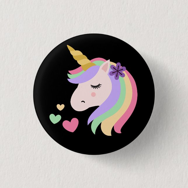 Cute Magical Unicorn Button (Front)